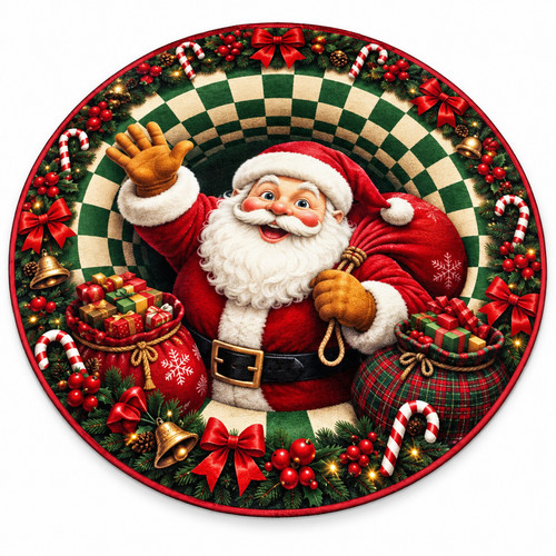 Christmas round rug santa - christmas,