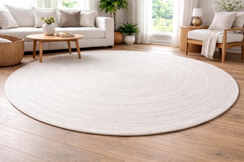 Round rug natural jute braided - jute,