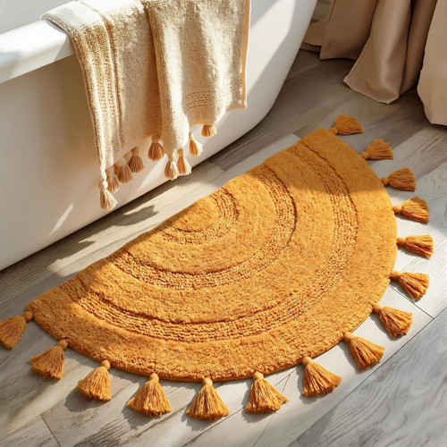 Half circle boho bathroom - half,