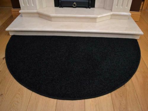 Black hearth rug - rug, soft