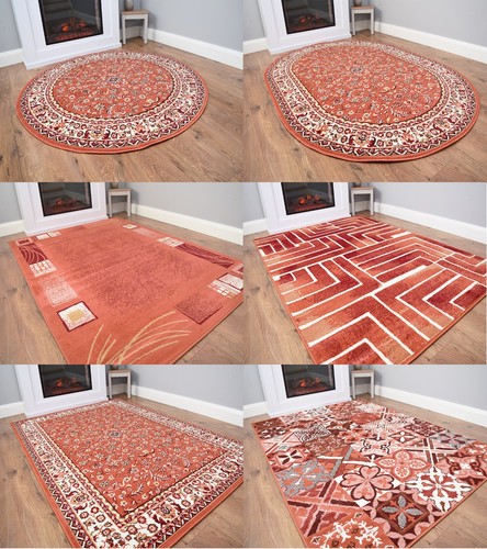 Terracotta living room rugs - terracotta,