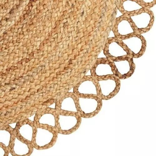 Half circle jute rug - , natural