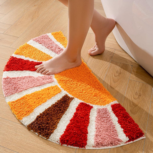 Boho bathroom rugs half circle - rugs,